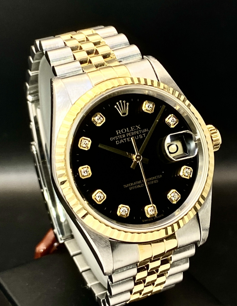 Rolex Datejust 16233 QS 36 Black Diamond Dial Watch