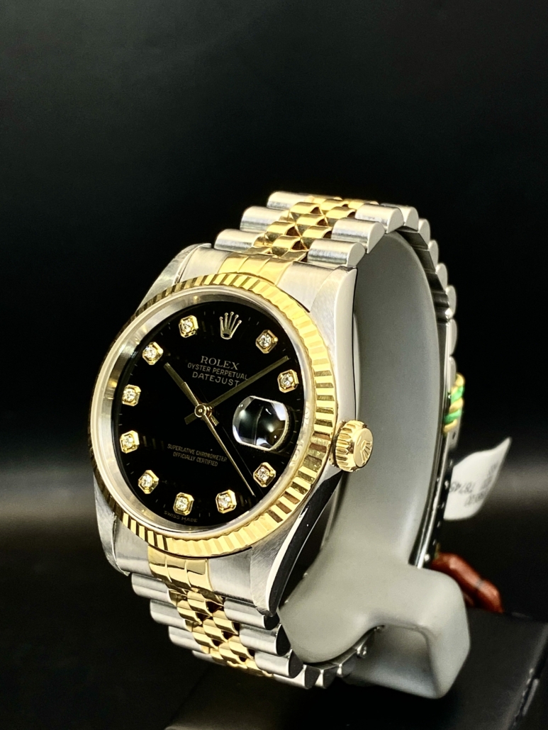 Rolex Datejust 16233 QS 36 Black Diamond Dial Watch