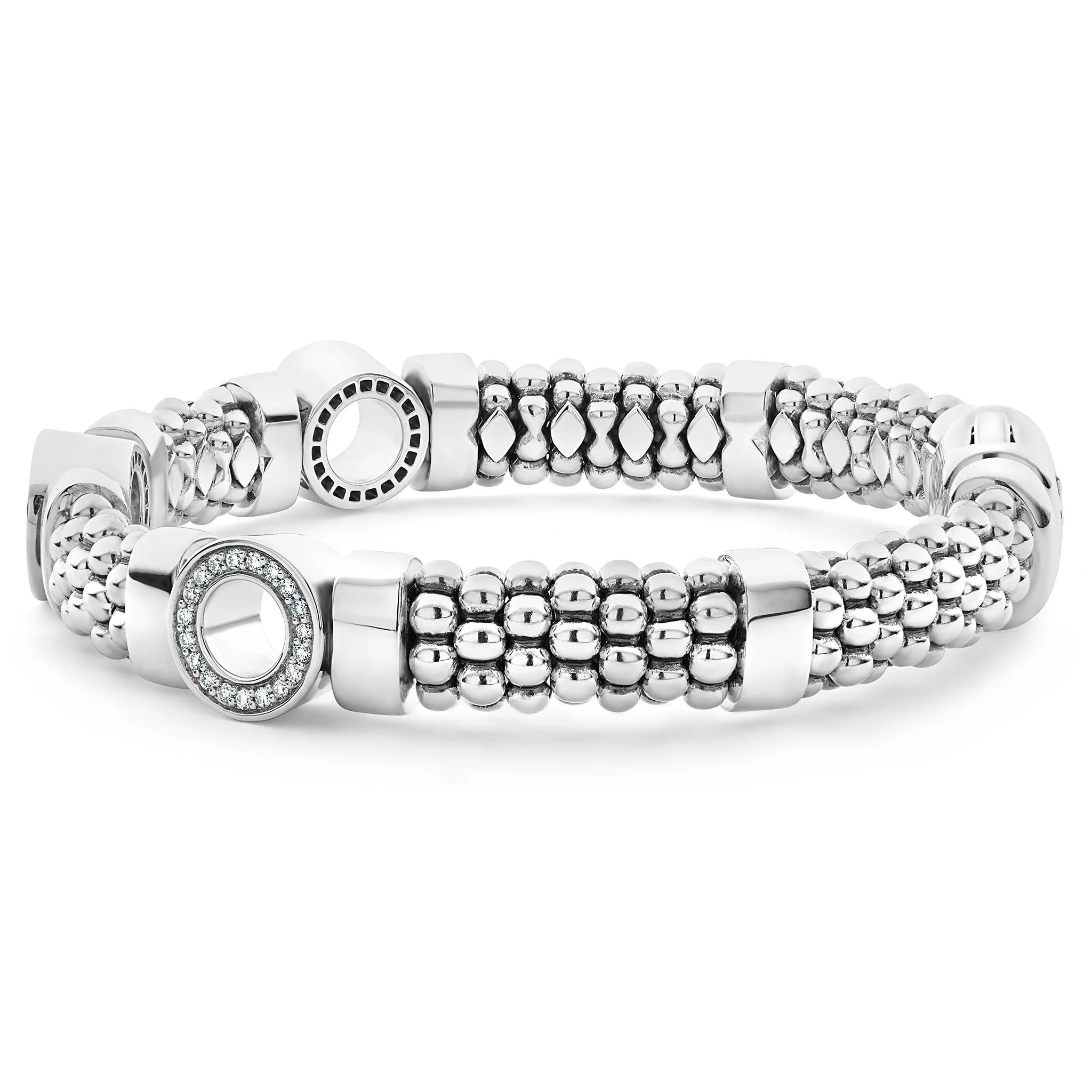 Diamonds Caviar Three Station X Bracelet - Roberts Fine Jewelers